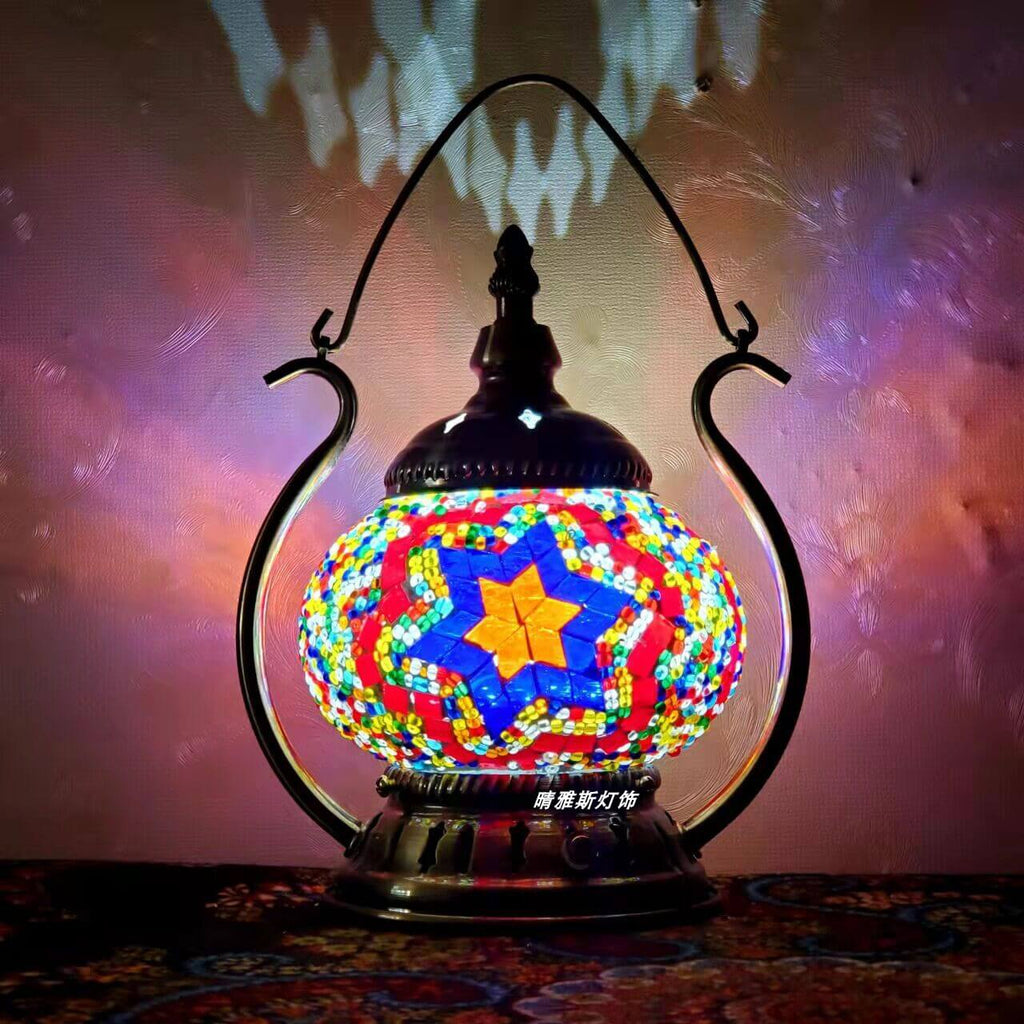 Moroccan Stained Glass Round Pot USB Rechargeable LED Portable Table Lamp Lumendat
