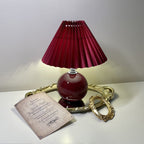 Modern Minimalist Round Fabric Pleated Ceramic 1-Light Table Lamp For Bedroom Lumendat