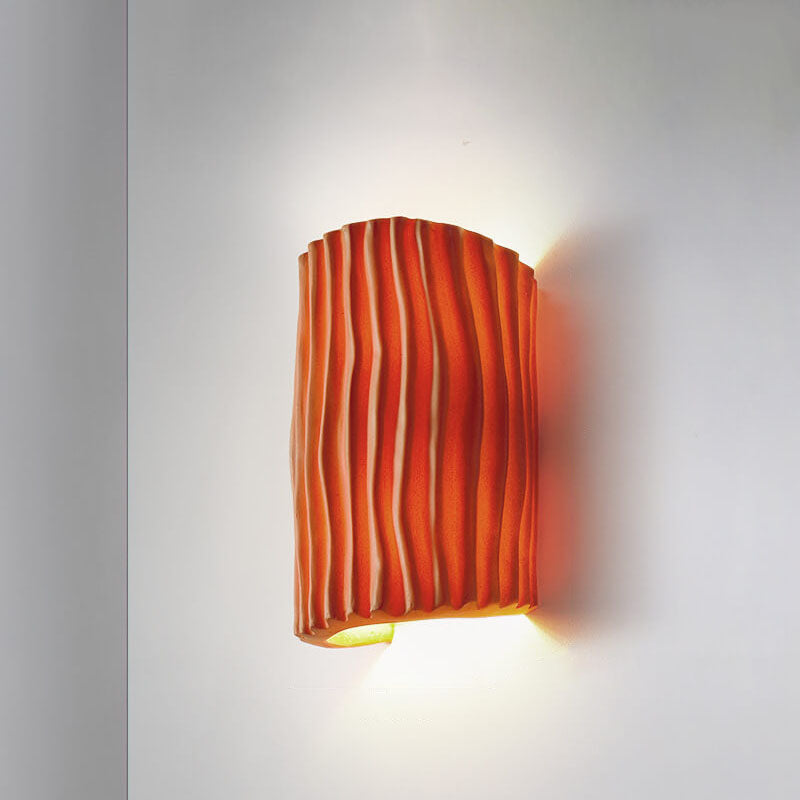 Contemporary Nordic Resin Striped Half Cylinder 2-Light Wall Sconce Lamp for Living Room Lumendat
