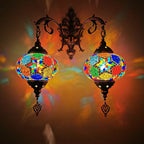 Tiffany Decorative Lantern Hardware Stained Glass 2-Light Wall Sconce Lamp Lumendat