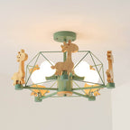 Scandinavian Modern Childlike Giraffe Diamond Pentagram Windmill Iron Wood Glass 4/5 Light Semi-Flush Mount Ceiling Light Lumendat