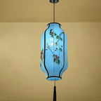 Oriental Antique Handmade Oval Lantern Fabric 1-light Pendant Light Lumendat