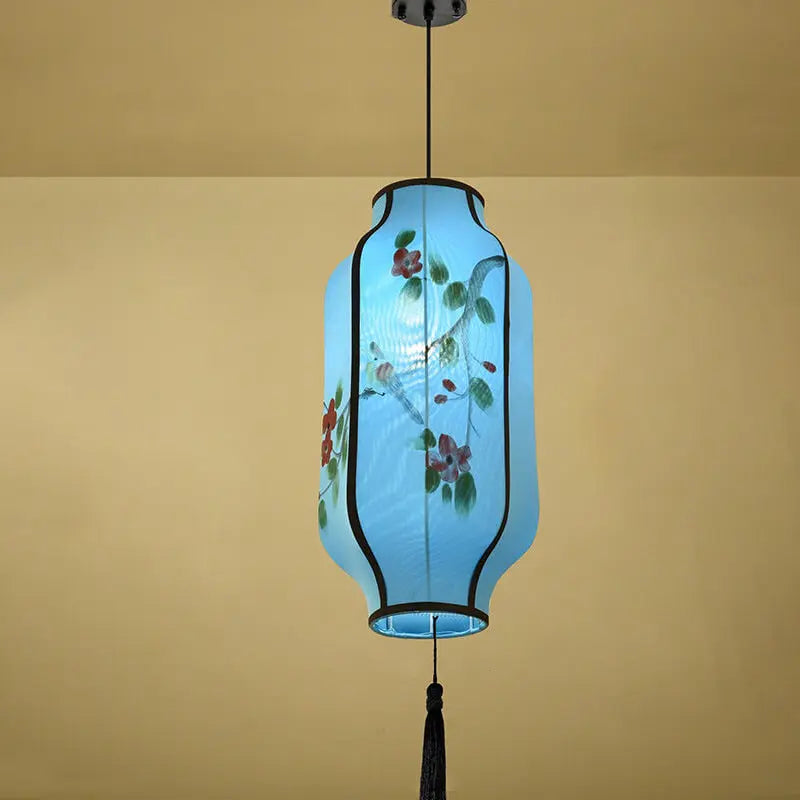Oriental Antique Handmade Oval Lantern Fabric 1-light Pendant Light Lumendat
