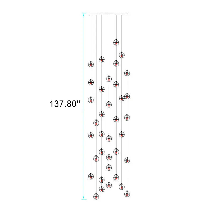 Modern Luxury Staircase Crystal Orb Ball Shade LED Loft Chandelier Lumendat