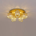 Modern Luxury Diamond Shaped Iron Crystal 3/4/5/6 Light Semi-Flush Mount Ceiling Light Lumendat