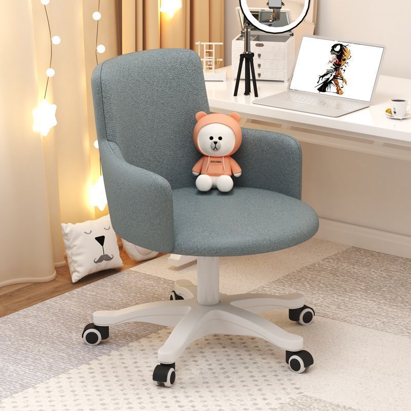 Modern Minimalist Fabric Velvet Nylon Sponge Round Rotatable Desk Chair Backrest Armrest For Home Office DFM-F