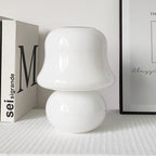 French Cream Handmade Glass Mushroom 1-Light Table Lamp Lumendat