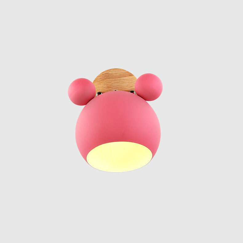 Lumendat Nordic Cartoon Bear Dome 1-Light Kids Wall Sconce Lamp Lumendat