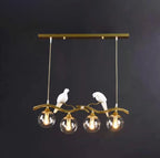 Contemporary Creative Resin Bird Glass Ball Shade 4-light Island Light Chandelier for Living Room BulbSquare