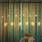 LED Solar Star Moon Curtain Light Christmas Outdoor Patio Decorative Camping String Lights Lumendat