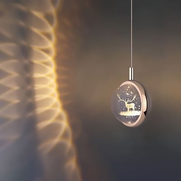 Modern Minimalist Round Ball Aluminum Crystal LED Pendant Light for Bedroom BulbSquare