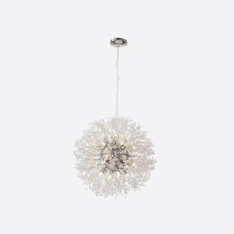 Contemporary Scandinavian Dandelion Metal Crystal 8/9/12/16 Light Chandelier for Bedroom