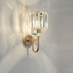 Modern Luxury Metal Iron Stainless Steel Crystal Ball Cylinder 1-Light Wall Sconce Lamp For Bedside Lumendat