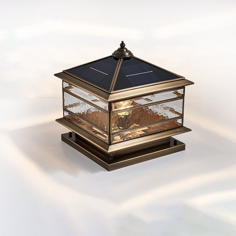 European Outdoor Brass Glass Square 1/2 Light Waterproof Pillar Landscape Light Lumendat