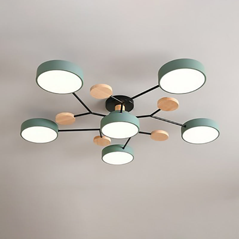 Contemporary Scandinavian Round Molecule Branch Design LED Semi-Flush Mount Ceiling Light For Living Room Lumendat
