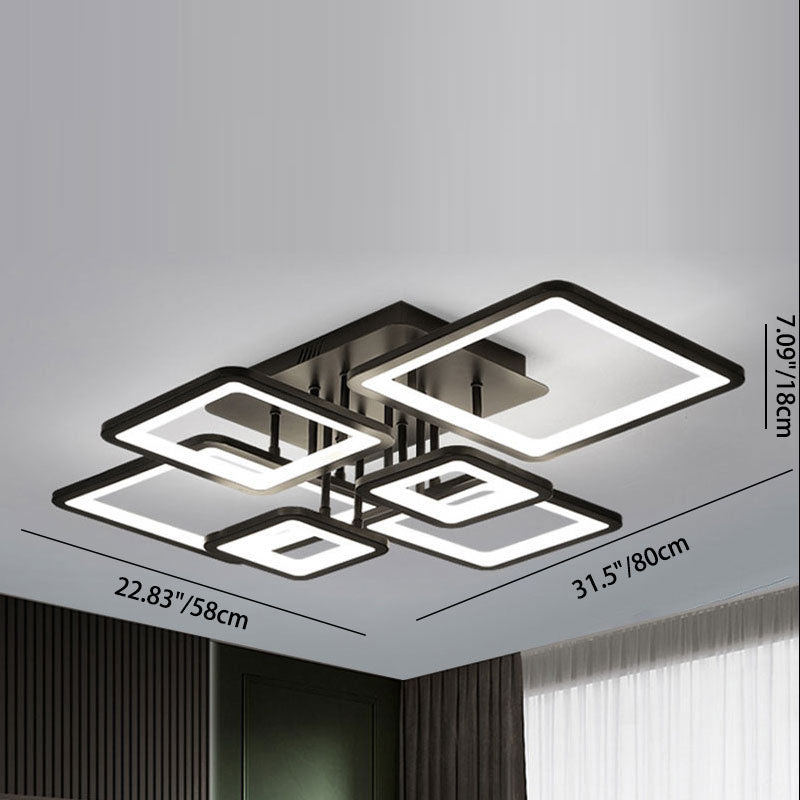 Modern Minimalist Combination Square Hardware Acrylic LED Semi-Flush Mount Ceiling Light For Living Room Lumendat