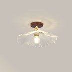 Modern Chinese Glass Iron Lotus Leaf 1-light Semi-flush Mount Ceiling Light for Living Room