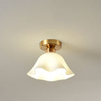 Scandinavian Modern Minimalist Iron Glass Ceramic Flower Diamond 1-Light Semi-Flush Mount Ceiling Light Lumendat