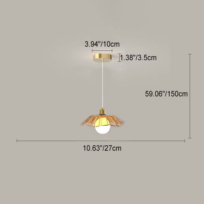 Modern Light Luxury Glass Flower Design Iron 1-Light Pendant Light