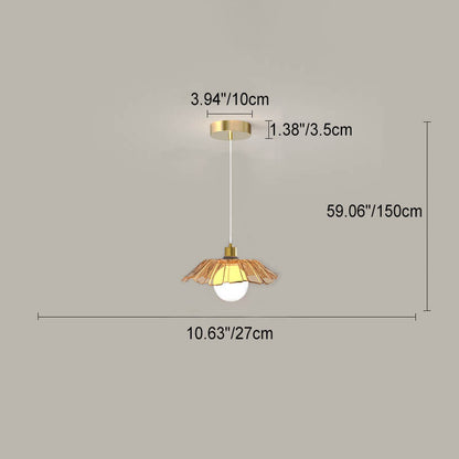 Modern Light Luxury Glass Flower Design Iron 1-Light Pendant Light