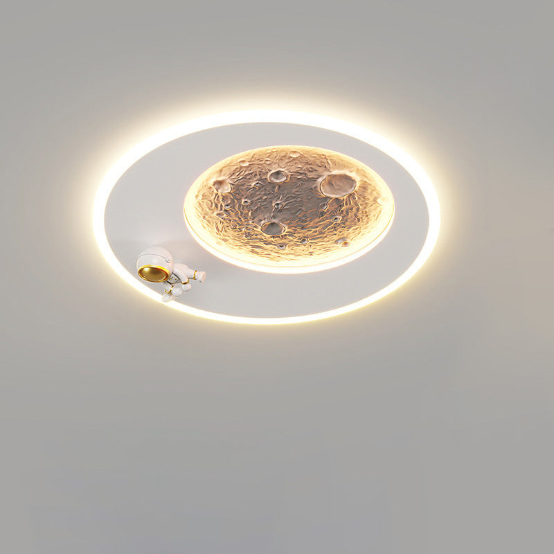 Lumendat Contemporary Creative Resin Moon Astronaut Acrylic Cloud Shape LED Kids Flush Mount Ceiling Light For Living Room Lumendat