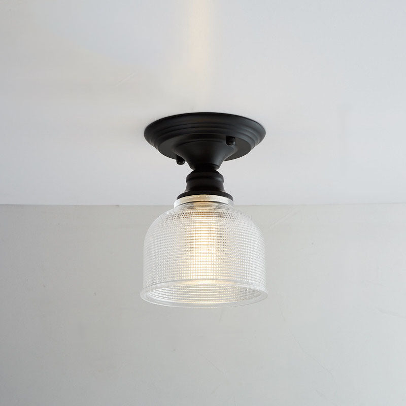 Nordic Vintage Glass Floral Round Geometry 1-Light Semi-Flush Mount Ceiling Light Lumendat