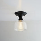 Nordic Vintage Glass Floral Round Geometry 1-Light Semi-Flush Mount Ceiling Light Lumendat