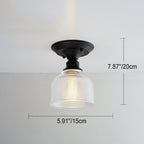Nordic Vintage Glass Floral Round Geometry 1-Light Semi-Flush Mount Ceiling Light Lumendat