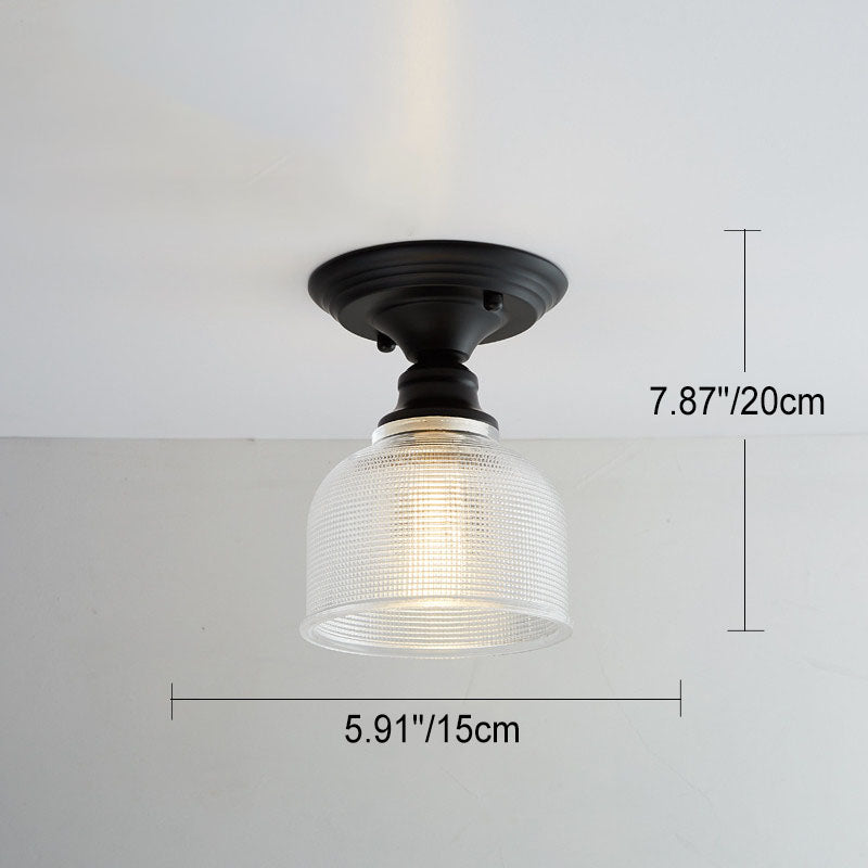 Nordic Vintage Glass Floral Round Geometry 1-Light Semi-Flush Mount Ceiling Light Lumendat