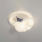 Lumendat Modern Kids Cloudy Airplane Iron Resin Rotomolded LED Flush Mount Ceiling Light Lumendat