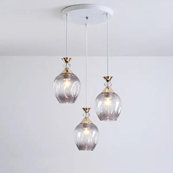 Contemporary Nordic Gradient Glass Metal Orb 1/3 Light Island Light Chandelier for Living Room Lumendat