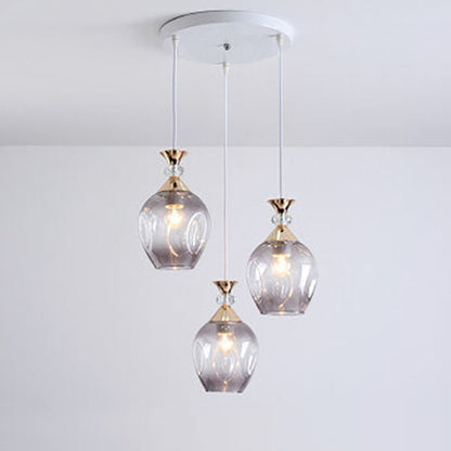 Contemporary Nordic Gradient Glass Metal Orb 1/3 Light Island Light Chandelier for Living Room