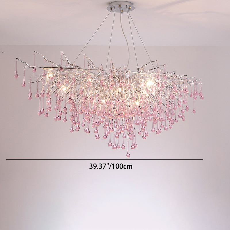 Modern Luxury Crystal Glass Aluminum Branch Water Drop 6/8/10/14 Chandeliers for Dining Room