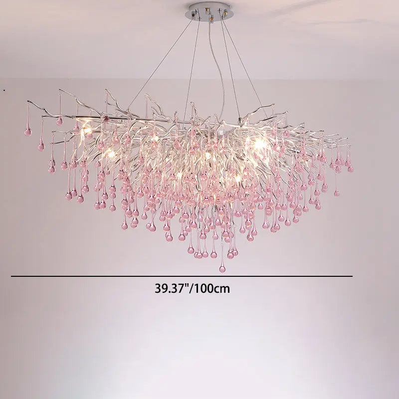 Modern Luxury Crystal Glass Aluminum Branch Water Drop 6/8/10/14 Chandeliers for Dining Room Lumendat