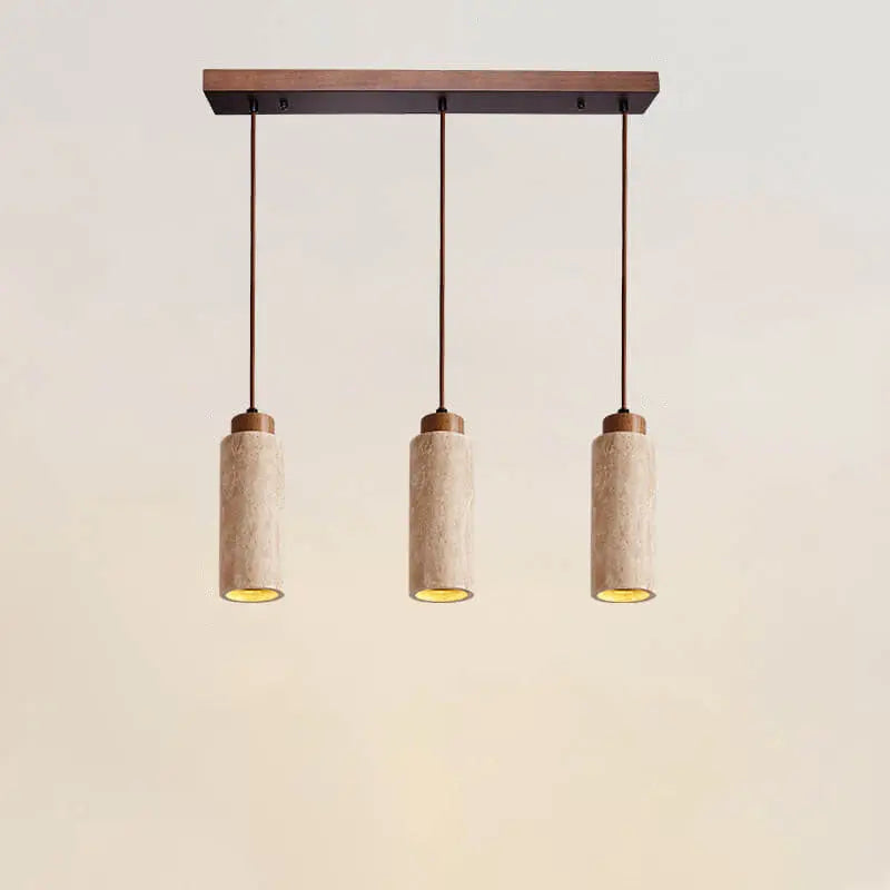 Japanese Wabi-sabi Solid Wood Stone 1/2/3-light Island Light Chandelier BulbSquare