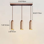 Japanese Wabi-sabi Solid Wood Stone 1/2/3-light Island Light Chandelier BulbSquare