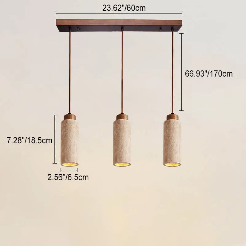 Japanese Wabi-sabi Solid Wood Stone 1/2/3-light Island Light Chandelier BulbSquare