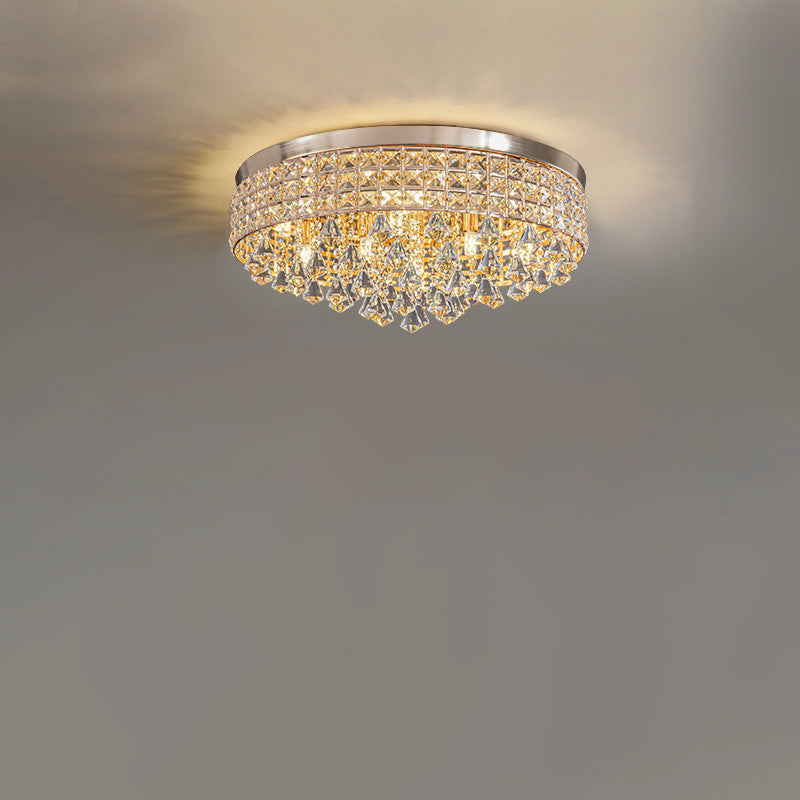 Modern Luxury Round Iron Crystal Beads 6/9-Light Flush Mount Ceiling Light For Living Room Lumendat
