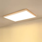 Modern Minimalist Solid Wood Acrylic Square Rectangle LED Flush Mount Ceiling Light for Living Room BulbSquare