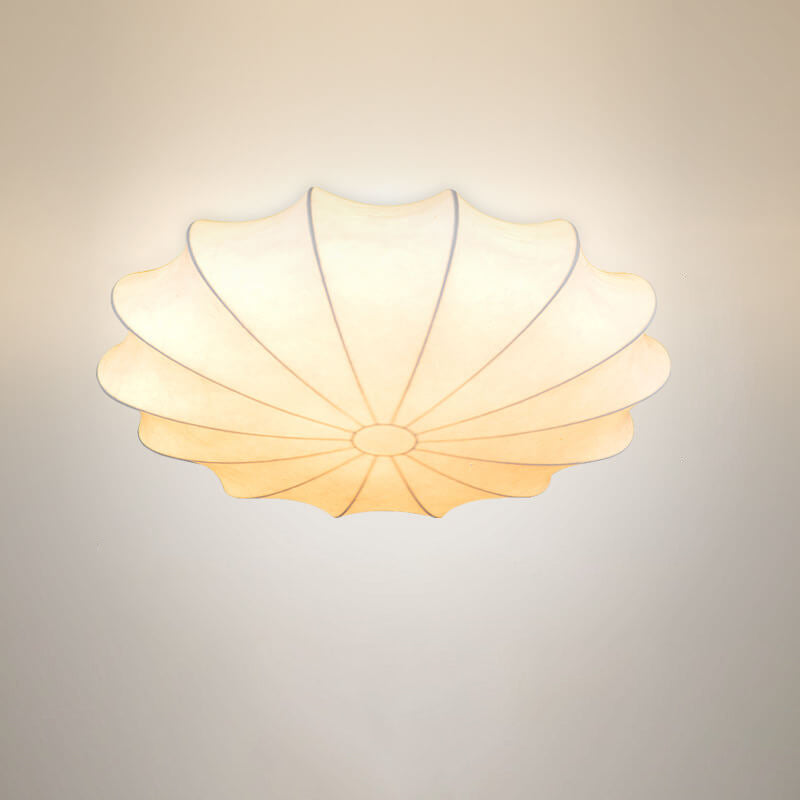Nordic Minimalist White Beige Round Faux Silk 1/3/5-Light Flush Mount Light Lumendat