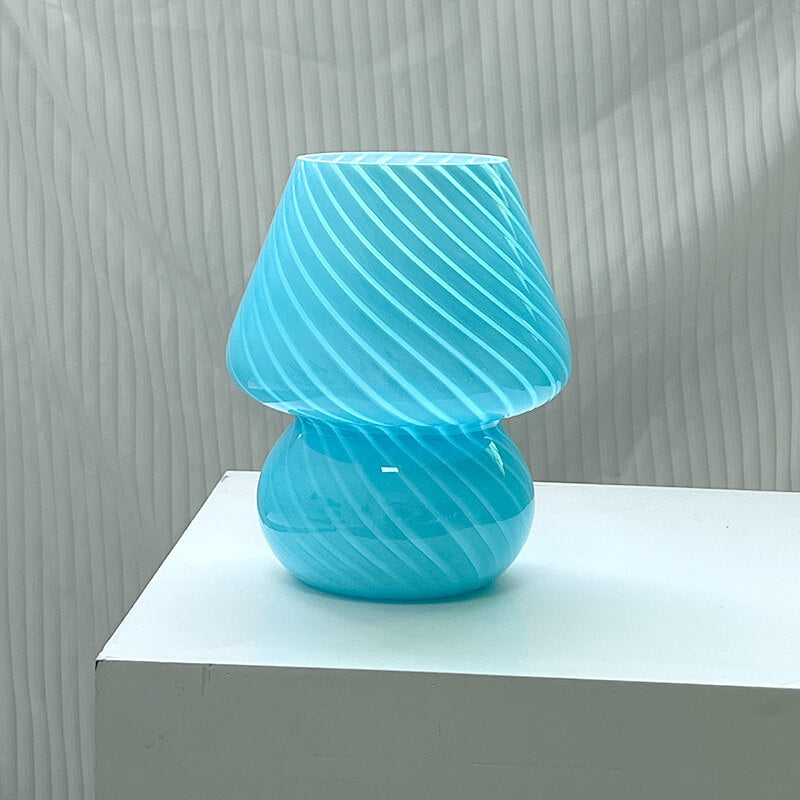 Modern Minimalist Striped Mushroom Glass 1-Light Table Lamp Lumendat