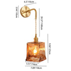 Modern Minimalist Eclectic Amber Glass Brass Iron Geometric 1-Light Wall Sconce Lamp For Living Room Lumendat