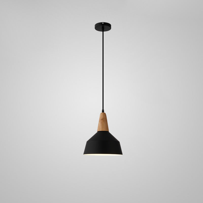 Nordic Minimalist Macaron Solid Color Aluminum Wood 1-light Pendant Light BulbSquare