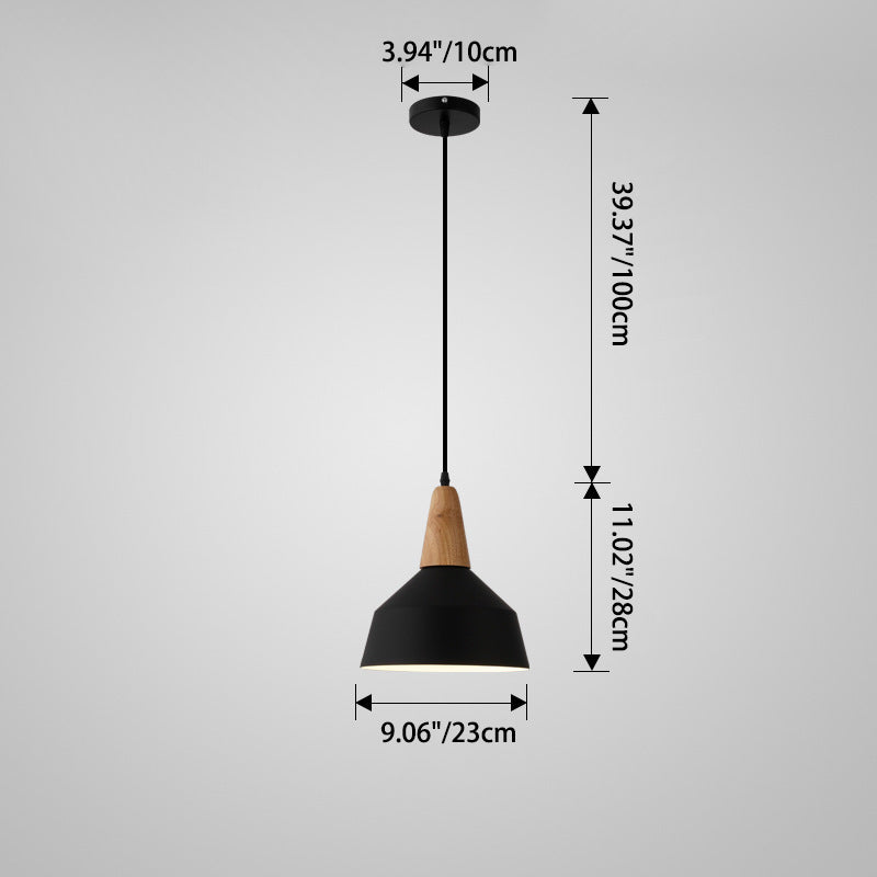 Nordic Minimalist Macaron Solid Color Aluminum Wood 1-light Pendant Light BulbSquare