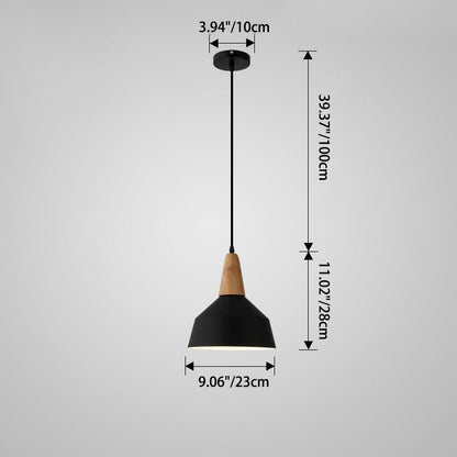 Nordic Minimalist Macaron Solid Color Aluminum Wood 1-Light Pendant Light