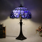 Tiffany Mediterranean Stained Glass Cone Pull Cord 2-Light Table Lamp Lumendat
