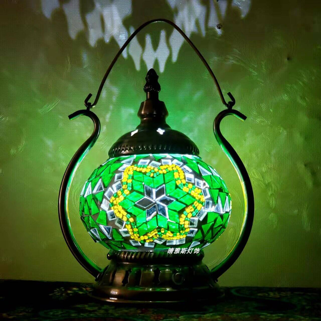 Moroccan Stained Glass Round Pot USB Rechargeable LED Portable Table Lamp Lumendat