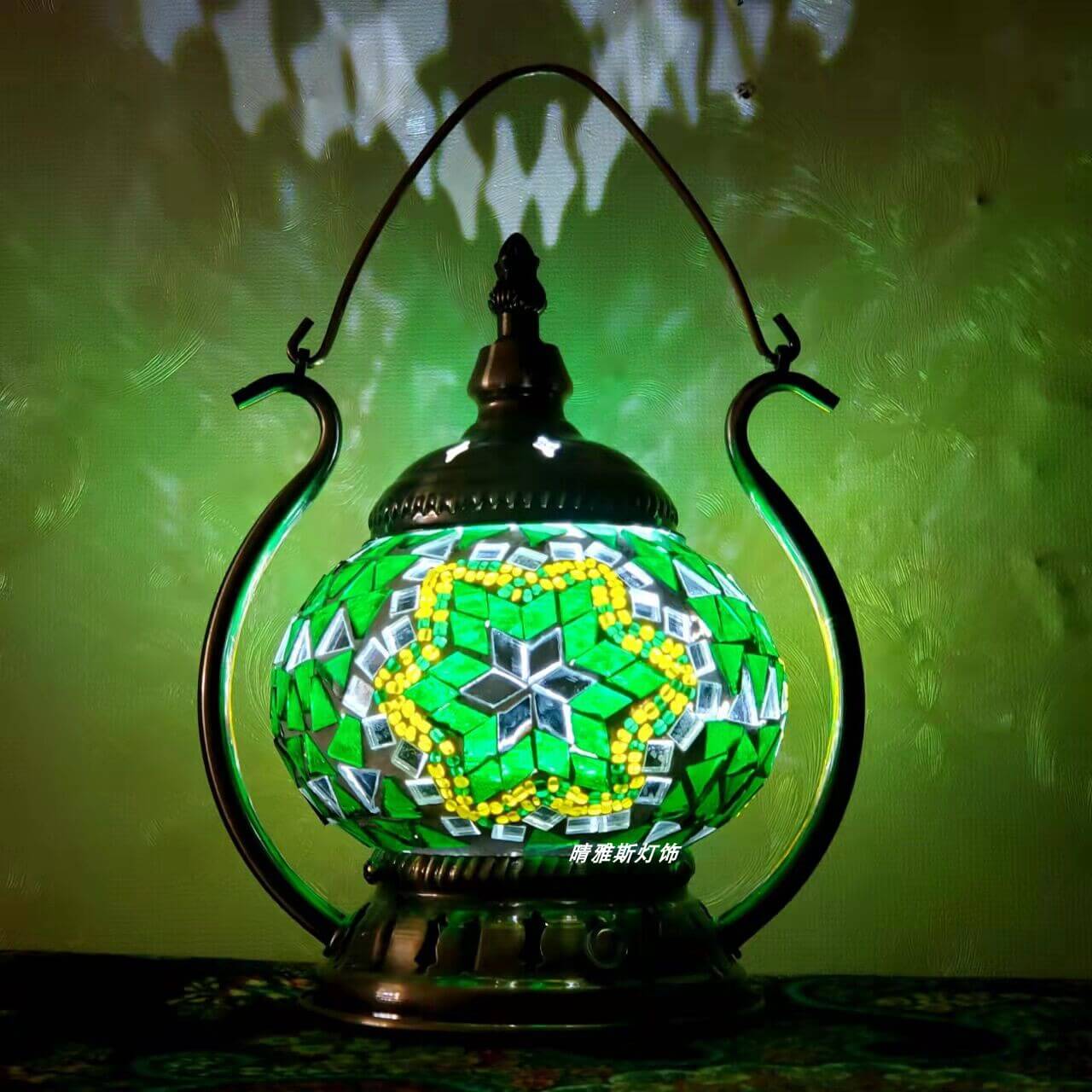 Moroccan Stained Glass Round Pot USB Rechargeable LED Portable Table Lamp Lumendat