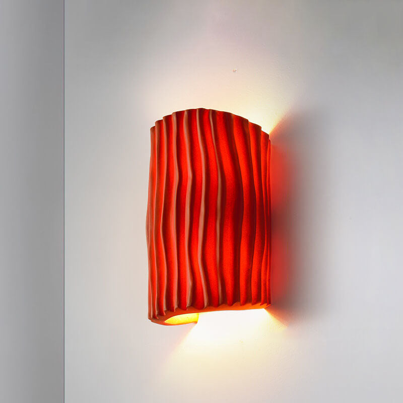 Contemporary Nordic Resin Striped Half Cylinder 2-Light Wall Sconce Lamp for Living Room Lumendat