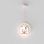 Lumendat Modern Simplicity Kids Aluminum Iron Acrylic Circle Bear Cow LED Pendant Light For Bedside Lumendat